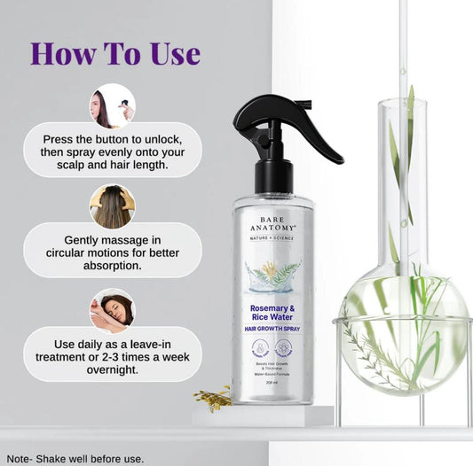 Bare Anatomy Rosemary & Rice Water Hair Growth Spray – 200ml