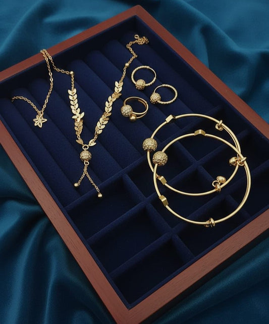 Fancy Beautiful Gold Plated Zircon Work Ball Combo Set