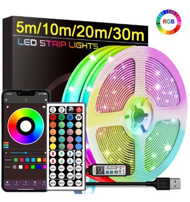 RGB Led Strip Lights 5m 10m 20m 30m Led Room Light with APP Control Flexible Ribbon Luces Led Tape for Room Bedroom Decoration
