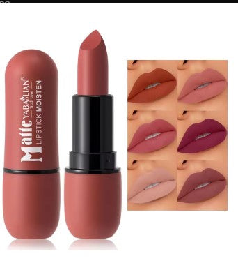 6-Color Matte Lipstick: Velvet Lip Color, Smooth, Waterproof, Long-Lasting Color Lip Makeup