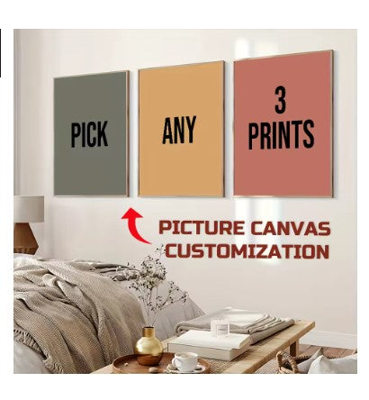 3pcs,Unframed,customized family photo,couple photo,baby photo,wedding photo canvas poster,customized wall art decor painting