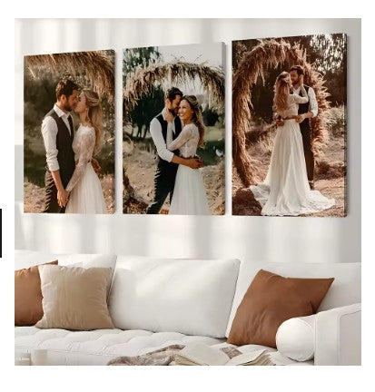 3pcs,Unframed,customized family photo,couple photo,baby photo,wedding photo canvas poster,customized wall art decor painting