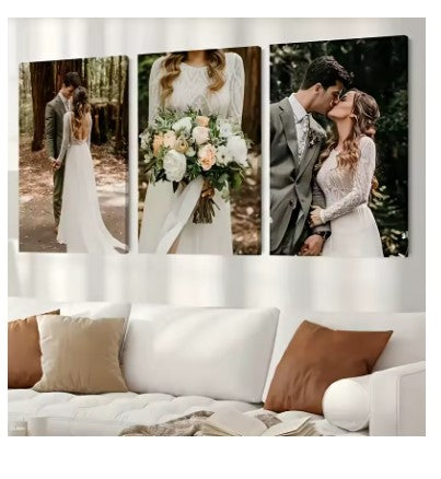 3pcs,Unframed,customized family photo,couple photo,baby photo,wedding photo canvas poster,customized wall art decor painting