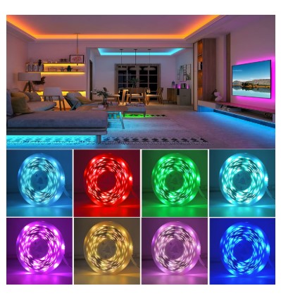 RGB Led Strip Lights 5m 10m 20m 30m Led Room Light with APP Control Flexible Ribbon Luces Led Tape for Room Bedroom Decoration